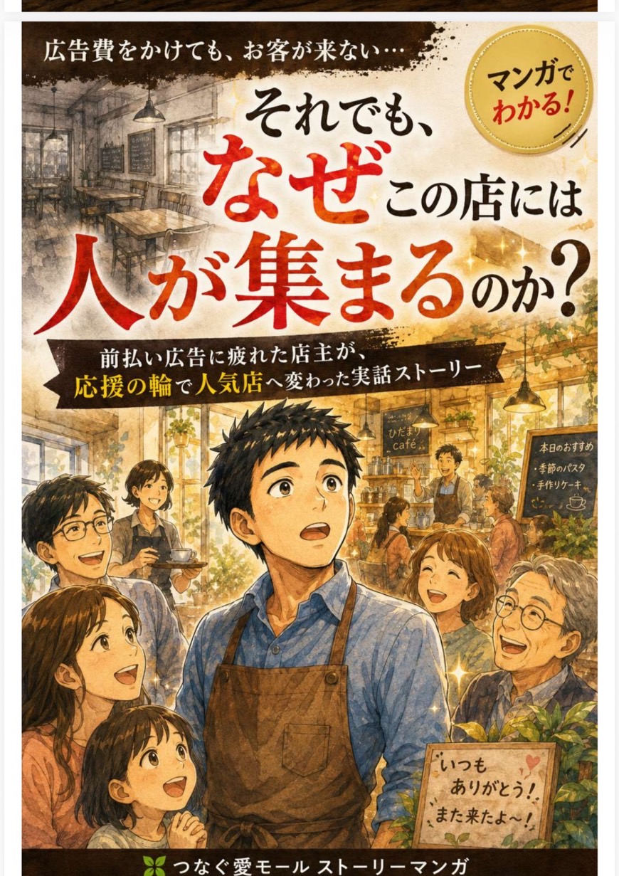 つなぐ愛モール ストーリーマンガ「それでも、なぜこの店には人が集まるのか？」